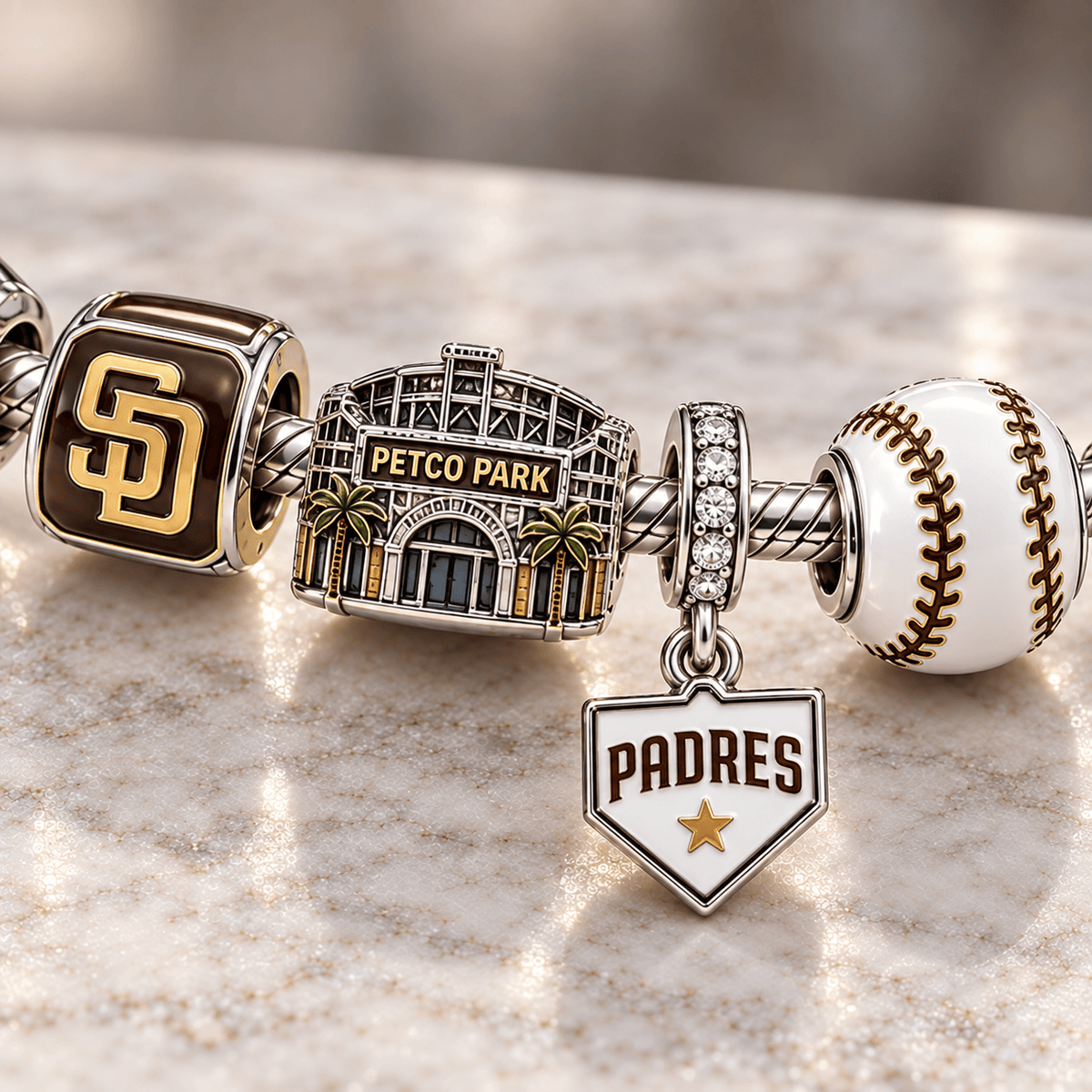 SDP Silver Charm Bracelet Set PTT