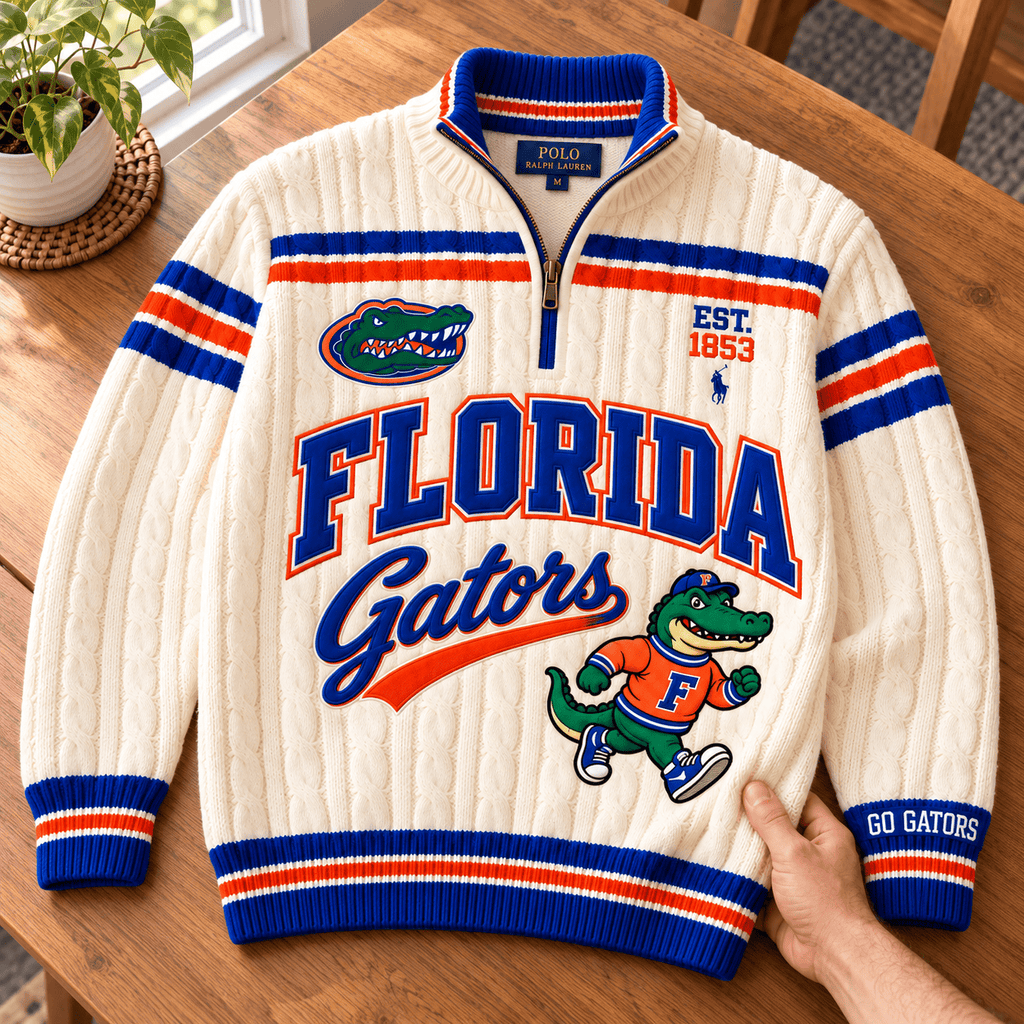 FGT PREMIUM Varsity Cable-Knit Quarter-Zip Sweater NHVH