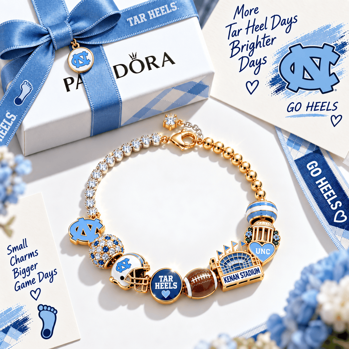 UNC Gold Charm Bracelet Set BMD